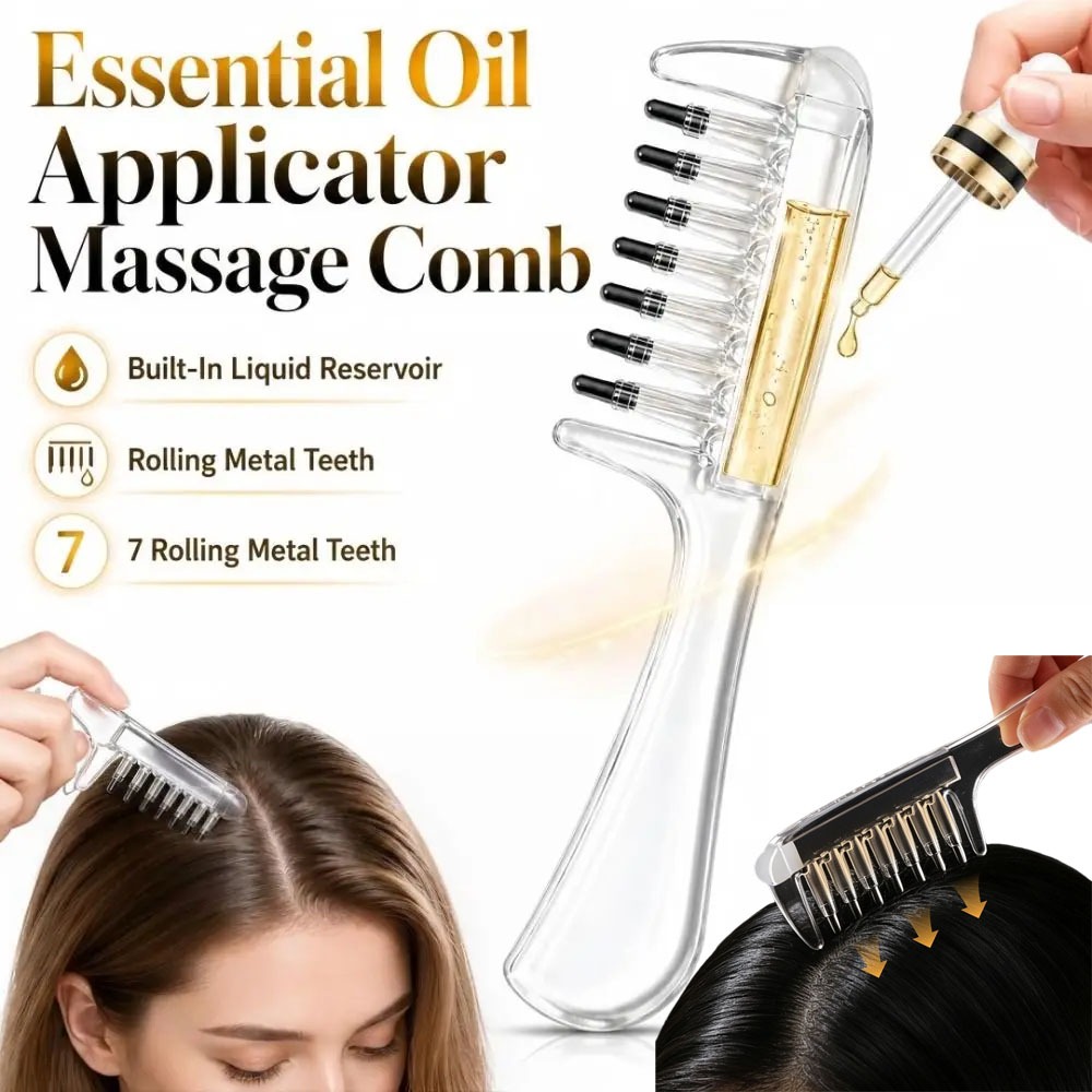 Root Stimulator Liquid - 頭皮用アプリケーターマッサージコーム、エッセンシャルオイル用液体導入コーム、ヘアルートセラム塗布用マッサージャー、育毛・抜け毛防止用ヘアサロンツール