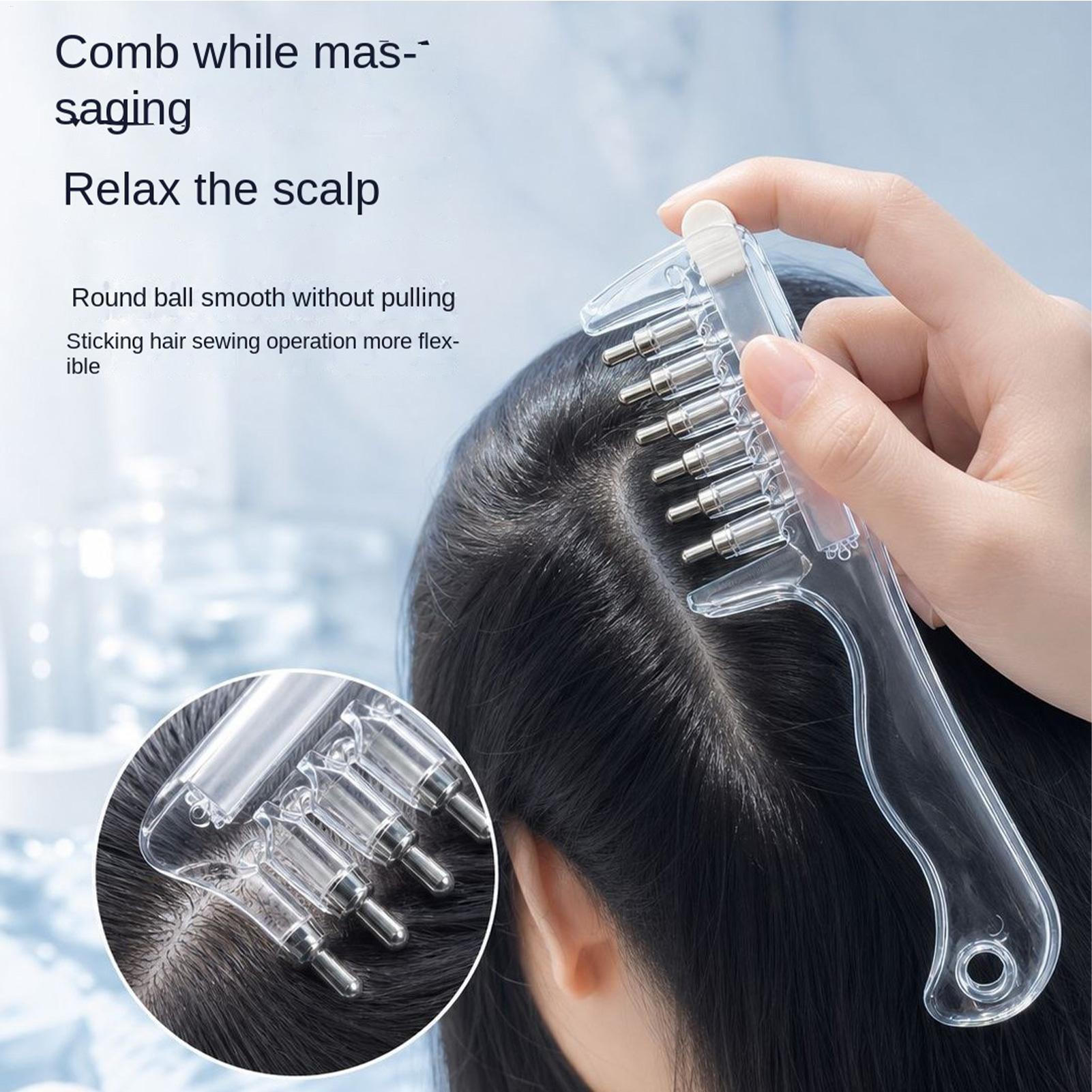 Root Stimulator Liquid - 1個入り、携帯用透明ヘアルートコーム、液体塗布用ガイド、頭皮マッサージコーム、ヘアオイル・セラム用ブラシ、液漏れ防止、ヘアケアツール
