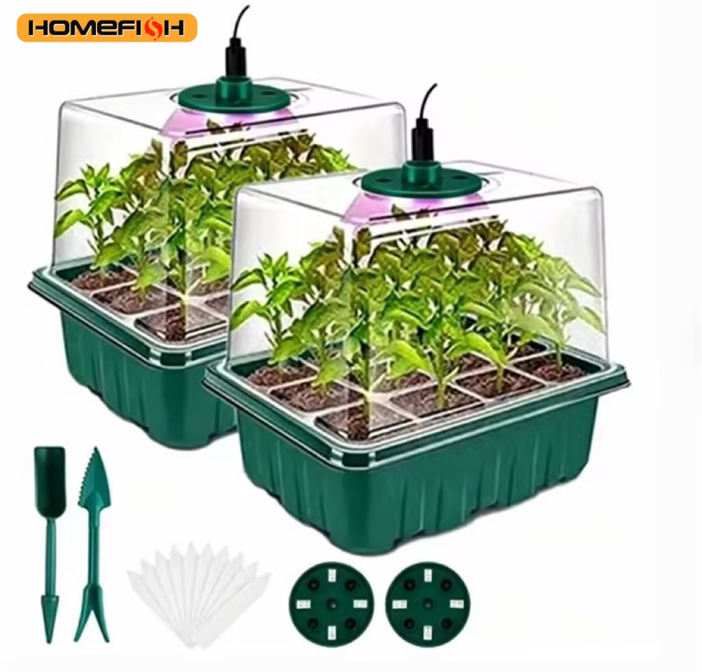育苗用ライト付きの家庭用育苗トレイ。2種類の種子発芽キット、 - Humidity Dome Kit のレビューと価格